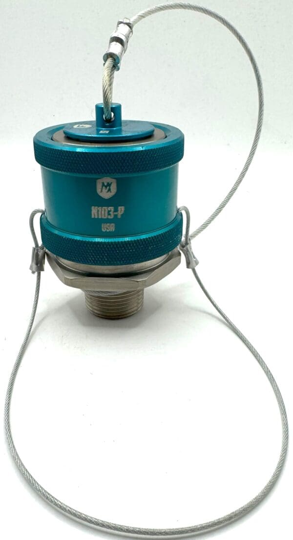 N103P, NOZZLE WITH PLUG, BALL LATCH, 3/4" MNPT (TEAL), MATCHES FLOMAX ENBL-P3